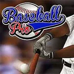 야구 모자를 쓴 선수가 야구 배트를 휘두르는 장면과 Baseball Pro 로고