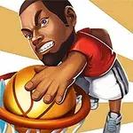 농구공을 덩크슛하는 캐릭터의 역동적인 일러스트