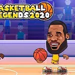 두 만화 스타일의 농구 선수 캐릭터가 코트에서 농구를 하고 있는 모습