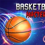 농구 공이 빛나는 효과와 함께 투명한 농구 링을 향해 날아가는 이미지