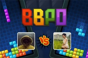 다양한 색상의 블록들이 배경에 있는 가운데 BBPO라는 알파벳과 두 명의 사진이 VS 기호를 사이에 두고 배치된 이미지