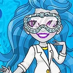 파란 배경에 과학자 가운을 입고 보호 안경을 쓴 캐릭터가 미소 짓고 있으며, 뒷배경에는 물음표와 희미하게 보이는 또 다른 캐릭터의 실루엣이 있다