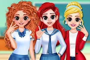 교복을 입고 있는 세 명의 애니메이션 스타일 여학생이 손으로 숫자를 표현하고 있는 모습