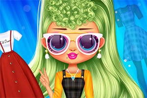 녹색 머리를 한 캐릭터가 선글라스를 쓰고 손으로 브이 포즈를 하고 있는 모습