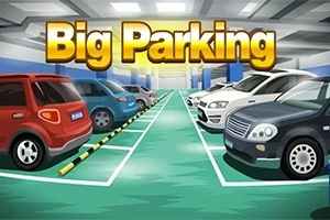 크고 밝은 글자로 Big Parking이 쓰여 있는 주차장 이미지