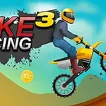 노란색 오토바이를 타고 점프하는 헬멧 쓴 라이더와 BIKE RACING 3라는 텍스트가 있는 이미지
