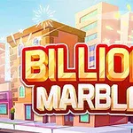 밝은 도시 배경 위에 두 개의 주사위와 Billion Marble라는 텍스트가 있는 이미지