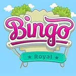 파란 하늘 배경에 분홍색 글씨로 Bingo가 쓰여 있으며, 아래에는 Royal이라는 글자가 적힌 초록색 리본이 있다