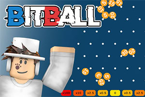 로봇 캐릭터가 있는 파란색 배경에 BITBALL 텍스트와 여러 개의 주황색 숫자 구슬들