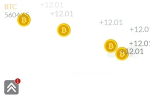 노란색 비트코인 아이콘과 숫자가 흰 배경 위에 흩어져 있습니다