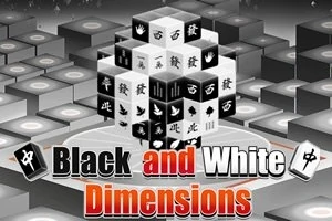 검은색과 흰색 큐브들이 쌓여 있는 3D 구조물과 Black and White Dimensions라는 텍스트가 배치되어 있습니다