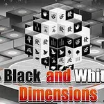 검은색과 흰색 큐브들이 쌓여 있는 3D 구조물과 Black and White Dimensions라는 텍스트가 배치되어 있습니다