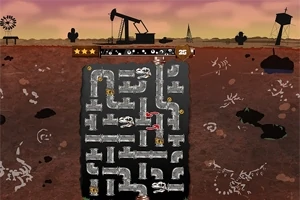 지하 파이프와 석유 펌프가 있는 황량한 배경의 이미지