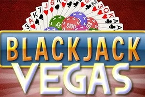 BLACKJACK VEGAS라는 문구가 있는 이미지로, 여러 장의 카드와 카지노 칩이 배경으로 구성되어 있습니다
