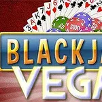 BLACKJACK VEGAS라는 문구가 있는 이미지로, 여러 장의 카드와 카지노 칩이 배경으로 구성되어 있습니다
