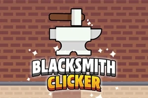 벽돌 배경 앞에 모루와 망치 아이콘이 있는 이미지, 아래에 BLACKSMITH CLICKER라는 텍스트가 있음