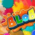 알록달록한 물감이 튀긴 듯한 배경 위에 다양한 색상의 블록 문자로 BLOBS가 적혀 있다