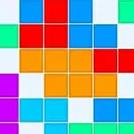 다양한 색상의 네모난 블록들이 격자 형태로 배열되어 있음