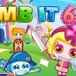 화면에는 알록달록한 글자가 배치된 배경에 캐릭터들이 있는 장면이 그려져 있습니다