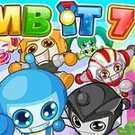 알록달록한 배경 앞에 다양한 로봇 캐릭터들이 웃고 있는 모습