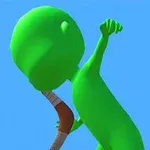 녹색 배경에 부메랑을 던지는 초록색 캐릭터