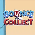 빨간 컵에서 흰 구슬들이 떨어지며 이동하고, 배경에는 BOUNCE AND COLLECT라는 글자가 있는 이미지
