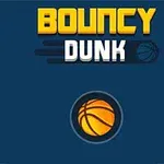 파란 배경에 BOUNCY DUNK라는 글자와 농구공 이미지