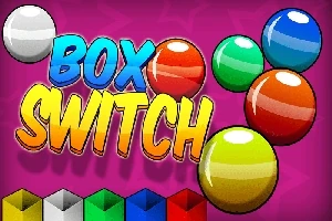 알록달록한 구슬들과 BOX SWITCH라는 텍스트가 있는 이미지