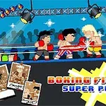 복싱 경기장에서 복서들이 싸우고 있는 픽셀 아트 스타일의 이미지