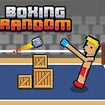 픽셀 아트 스타일의 게임에서 두 복서가 링 위에서 날아오는 펀치를 주고받고 있으며, 가운데에 나무 상자가 놓여 있다