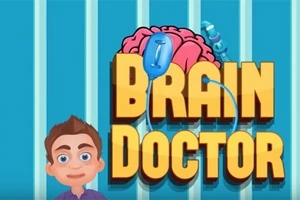 뇌 모양이 배경에 있고, 젊은 남자 캐릭터와 큰 글씨로 적힌 Brain Doctor라는 텍스트가 있는 이미지