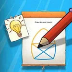 커다란 연필이 매달린 종이에 그려진 도형 위에 겹쳐져 있으며, 왼쪽에는 전구 그림이 그려진 메모가 있는 모습