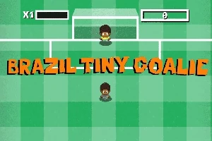 축구 골대 앞에 두 캐릭터가 있고 BRAZIL TINY GOALIE라는 큰 글자가 있는 이미지