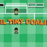 축구 골대 앞에 두 캐릭터가 있고 BRAZIL TINY GOALIE라는 큰 글자가 있는 이미지