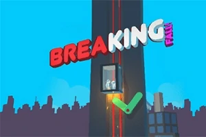 밝은 하늘을 배경으로 고층 건물의 엘리베이터에서 두 사람이 있는 모습과 함께 BREAKING FALL이라는 텍스트