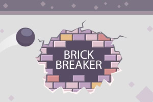 벽돌로 만들어진 벽이 부서지면서 그 안에 BRICK BREAKER라는 글자가 보이는 이미지