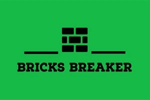 초록색 배경에 검은색 벽돌과 BRICKS BREAKER라는 텍스트가 있는 로고 이미지