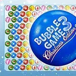 파란색 구슬 중앙에 Bubble Game 3 Christmas Edition 글자가 있고, 주변에 다양한 색상의 작은 구슬들이 배열되어 있습니다