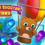 열기구를 탄 곰과 여러 색깔의 구슬들이 있는 이미지