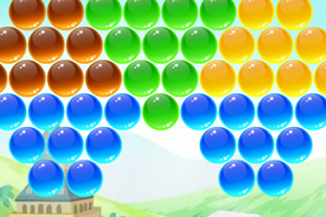 다양한 색상의 구슬들이 하늘 배경으로 배열되어 있습니다