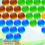 다양한 색상의 구슬들이 하늘 배경으로 배열되어 있습니다