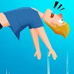 만세를 부르는 듯한 자세로 뒤로 넘어지는 금발 캐릭터