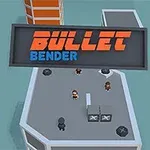 옥상 위에 세 명의 캐릭터와 BULLET BENDER라 적힌 간판이 있는 장면
