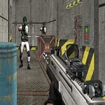 방탄복을 입은 인물이 총을 들고 있는 1인칭 시점의 장면