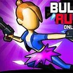 보라색 배경에 파란색 옷을 입고 두 개의 총을 든 캐릭터