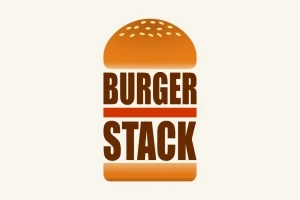 햄버거 빵 모양 안에 BURGER STACK이라는 텍스트가 쓰여져 있는 이미지