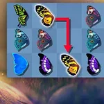 다양한 색상의 나비 날개 이미지와 나비 모양 배열을 가리키는 손가락