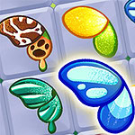 색색의 나비 날개 조각들이 바둑판 무늬 배경 위에 놓여 있고, 노란 별 모양 아이콘이 강조되어 있다