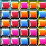 색색의 반짝이는 정사각형 블록들이 그리드 형태로 배열되어 있습니다