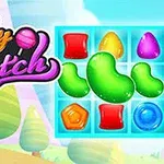 다채로운 색상의 사탕과 퍼즐 조각이 있는 밝고 알록달록한 배경